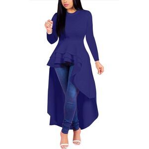 NEW High Low Ruffle Bodycon Peplum Tunic Shirt Dress S